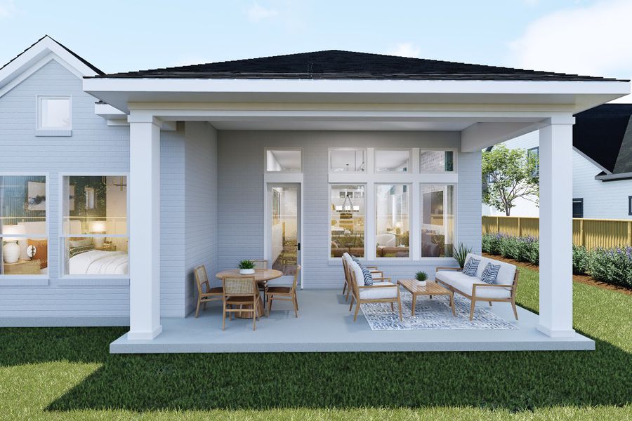Representative exterior details of a home built from the The Plano by David Weekley Homes in Jubilee - Reserve Collection, Hockley (Image 4).
