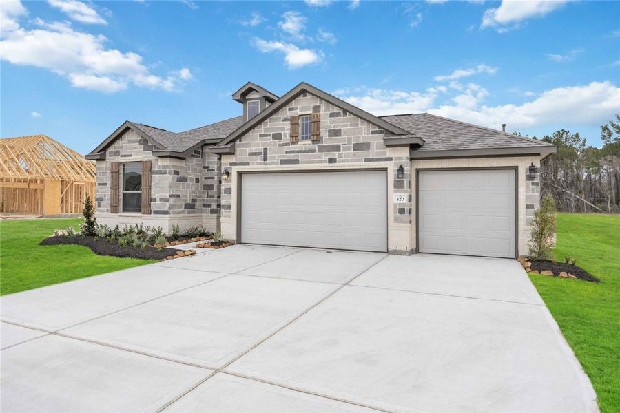 Front exterior of a new home in Barton Place, Cleveland, TX, highlighting curb appeal (Image 18). Front exterior of a new home in Barton Place, Cleveland, TX, highlighting curb appeal (Image 18).