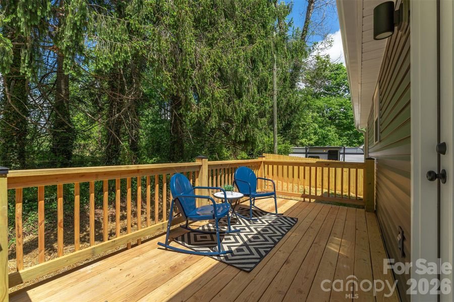 Exterior details and patio area of a home in , Candler (Image 25).
