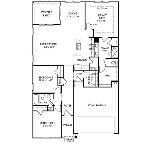 2D floor plan layout for the Chandler by Meritage Homes in Nelson's Creek, Mocksville, NC (Image 3).