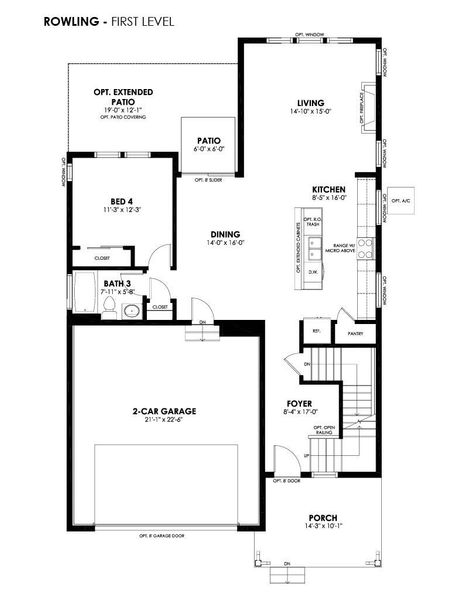 2D floor plan layout for the Rowling by Hartford Homes in Trailside, Timnath, CO (Image 5).