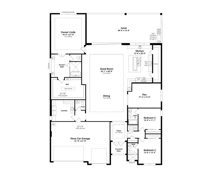 2D floor plan layout of this home in Astor Creek Golf & Country Club, Port St. Lucie, FL (Image 4).