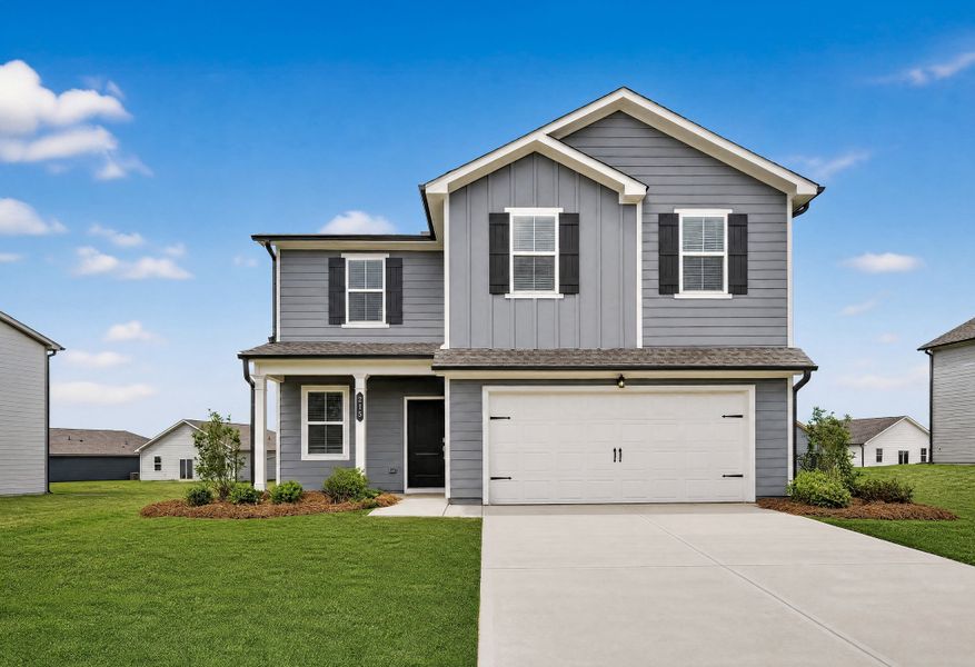 Front exterior of a new home in Emerald Oaks, Warner Robins, GA, highlighting curb appeal (Image 1). Front exterior of a new home in Emerald Oaks, Warner Robins, GA, highlighting curb appeal (Image 1).
