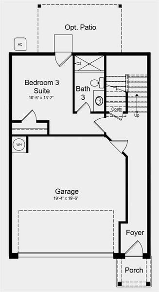 2D floor plan layout of this home in Somerset at Veterans Memorial, Mableton, GA (Image 3).