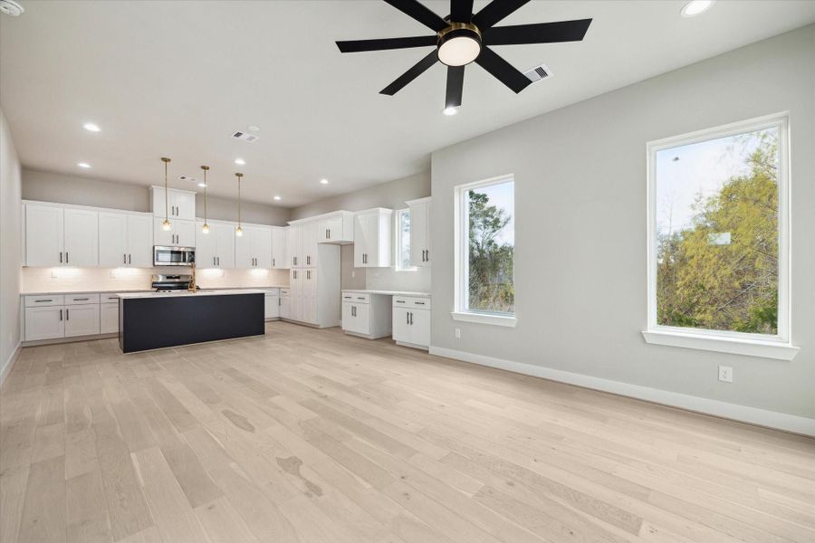 Kitchen, dining and living Kitchen, dining and living