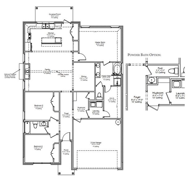 2D floor plan layout for the The Violet by Avonley Homes in Austin's Colony, Bryan, TX (Image 2).
