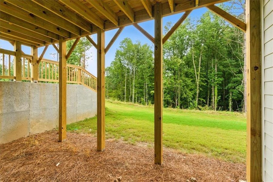 Exterior details and patio area of a home in Stratford at NatureWalk, Dallas (Image 4). Exterior details and patio area of a home in Stratford at NatureWalk, Dallas (Image 4).