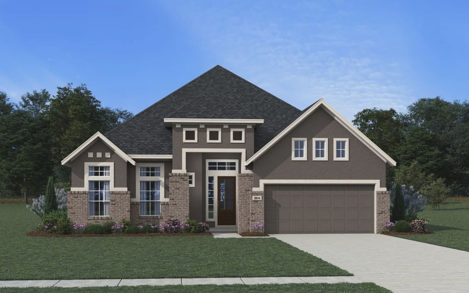 Representative exterior photo of a completed home built from the Marbella by Chesmar Homes in Prominence 60's, San Antonio, TX (Image 4).