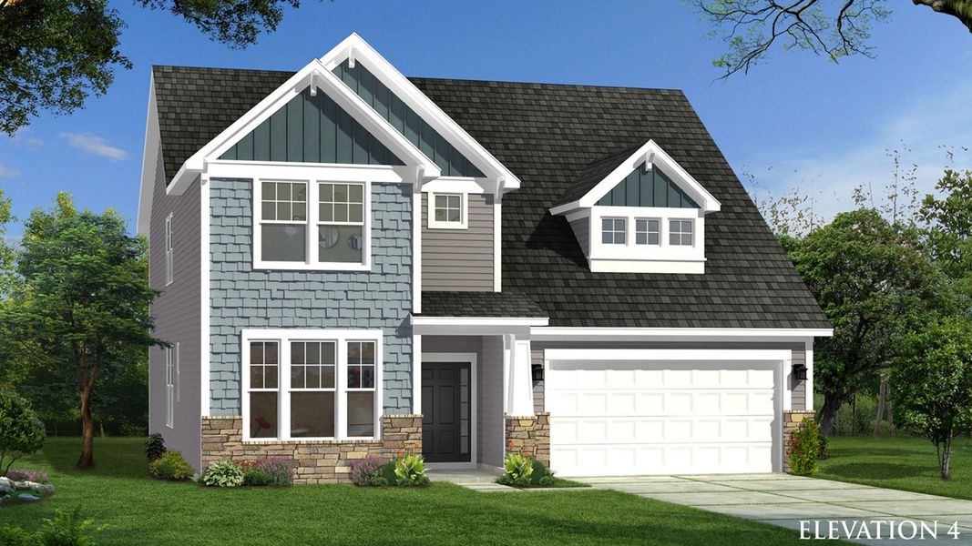 Representative exterior photo of a completed home built from the Drayton by DRB Homes in Provisions at Courtland, Sanford, NC (Image 13).