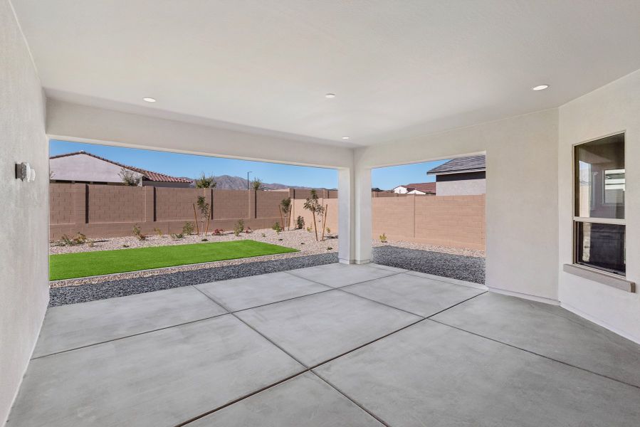 Exterior details and patio area of a home in Sentiero at Windrose, Waddell (Image 4).