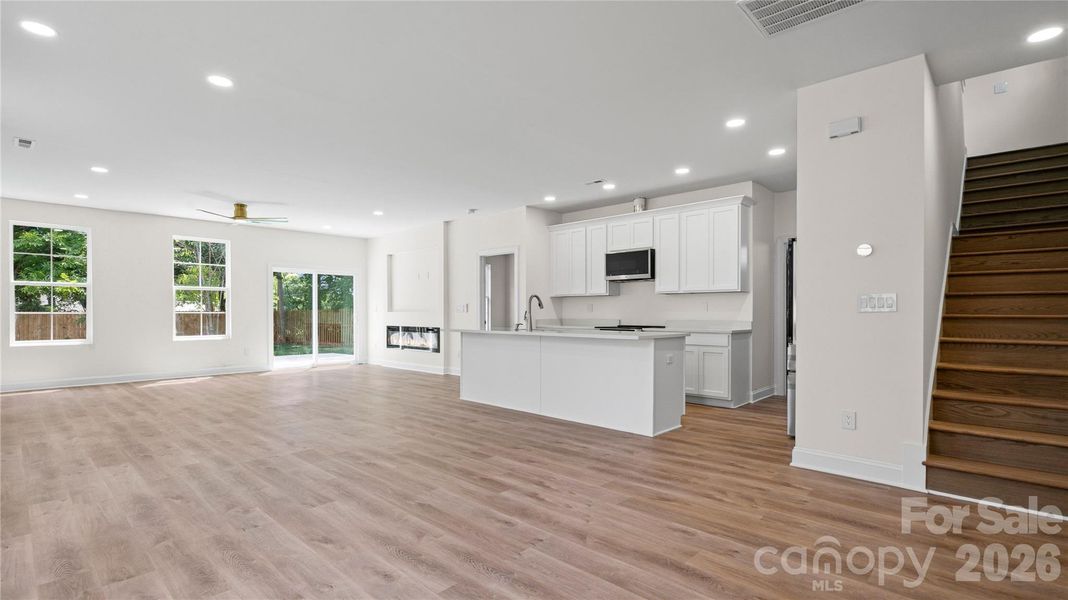 Kitchen, Dining Area, Living Area