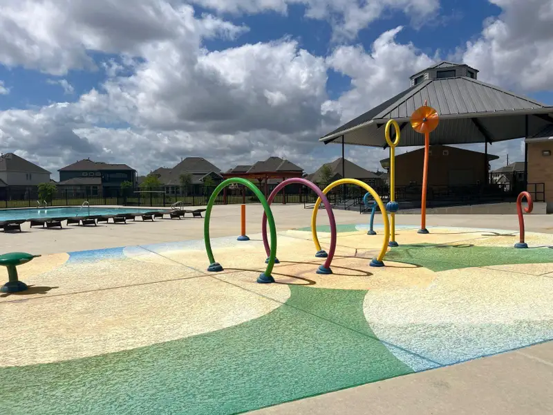 View of the splash pad located next to the community center and pool.