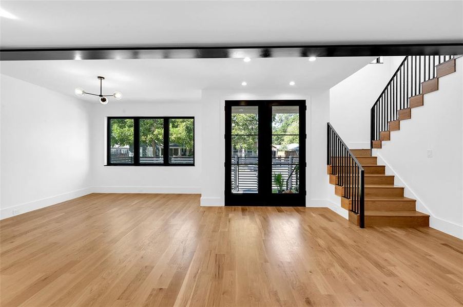 Gleaming 3/4" White Oak hardwood flooring throughout