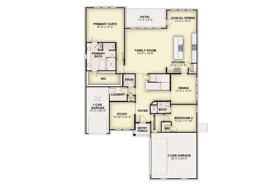 2D floor plan layout for the Alexander 60 FT by Rockwell Homes in Nelson Lake Estates, Rockwall, TX (Image 3).