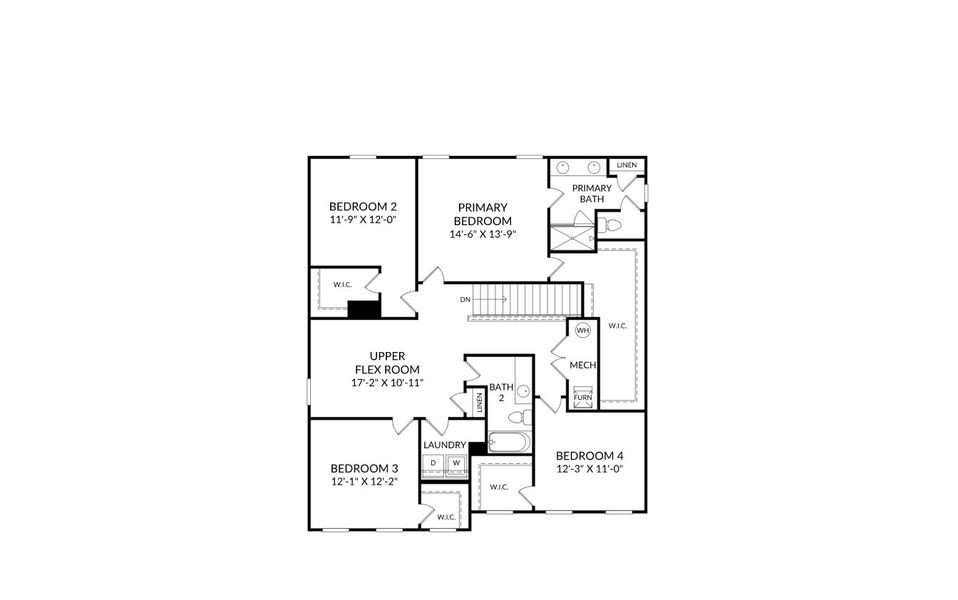 2D floor plan layout for the The Highland by Stanley Martin Homes in Croftside Single Family Homes, Powder Springs, GA (Image 4).