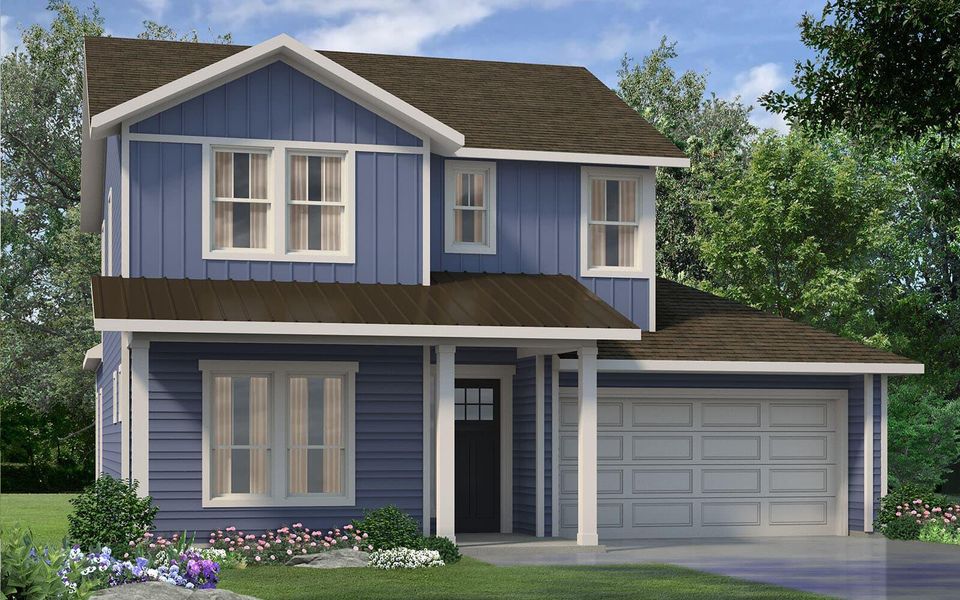 Front exterior of a new home in Traditional Homes at Easton Park, Austin, TX, highlighting curb appeal (Image 2).