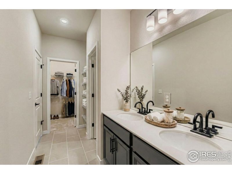 Dual vanities in the primary bathroom