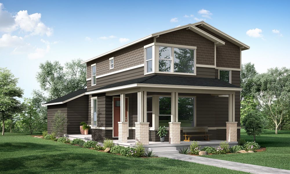 Front exterior of a new home in Trailside, Timnath, CO, highlighting curb appeal (Image 27).