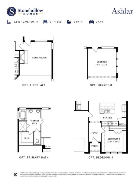 2D floor plan layout for the Ashlar by Stonehollow Homes in Meadow Vista, Anna, TX (Image 4).