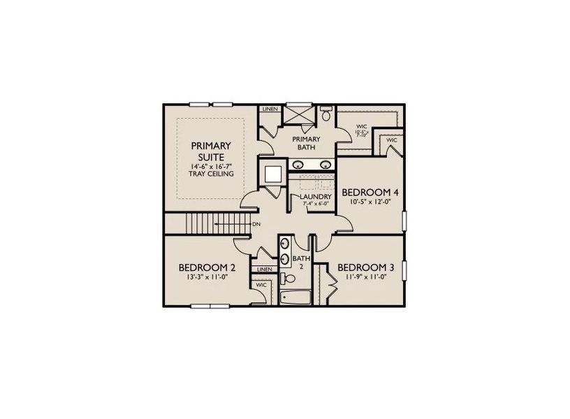 2D floor plan layout of this home in Ascent at Arbor Ridge, La Vergne, TN (Image 6).