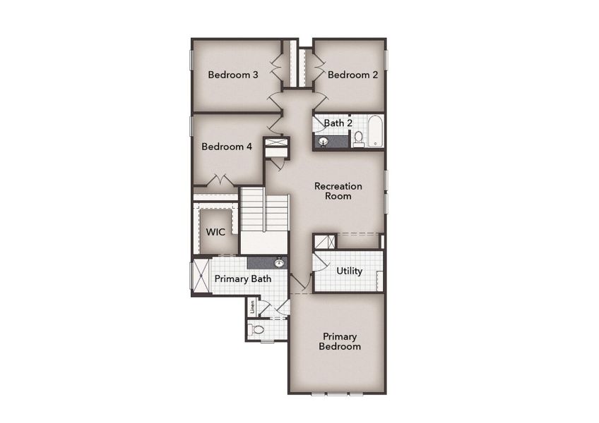 2D floor plan layout for the Azalea 2265 by Brohn Homes in Azalea, Pattison, TX (Image 4).