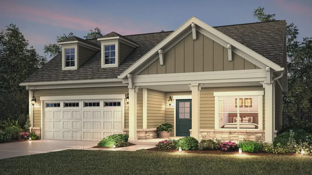 Representative exterior photo of a completed home built from the Promenade by Epcon Communities in The Villas at Pinewood, Asheboro, NC (Image 21). Representative exterior photo of a completed home built from the Promenade by Epcon Communities in The Villas at Pinewood, Asheboro, NC (Image 21).