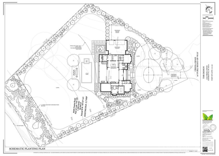 Landscape plan.  1.2 acre lot.