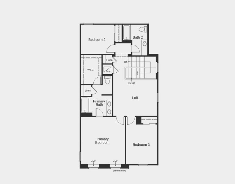 2D floor plan layout for the Plan 1852 by KB Home in Canoe Creek Reserve I, St. Cloud, FL (Image 12).