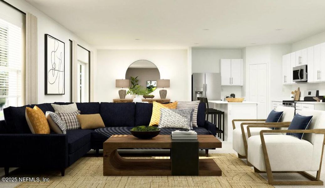 Furnished interior view inside a new home in Holstein Crossing: Holstein Crossing 40s, Green Cove Springs (Image 6). Furnished interior view inside a new home in Holstein Crossing: Holstein Crossing 40s, Green Cove Springs (Image 6).