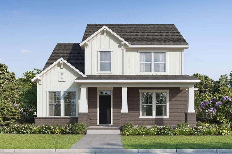 Front exterior of a new home in Riceland - Enclave Row Collection, Mont Belvieu, TX, highlighting curb appeal (Image 23).