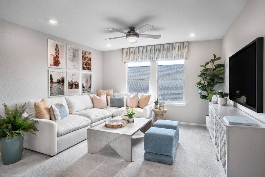 Representative furnished interior of a home built from the 2458 Modeled by KB Home in Stoney Chase, Del Valle (Image 7).