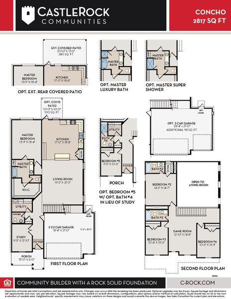 2D floor plan layout for the Concho by CastleRock Communities in Sagebrook, Argyle, TX (Image 3).