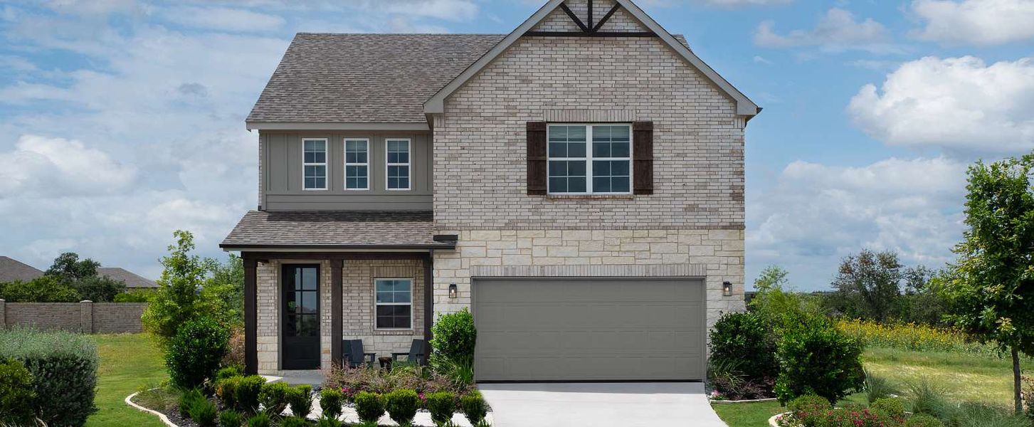 Representative exterior photo of a completed home built from the Iris by Ashton Woods in Arcadia Ridge, San Antonio, TX (Image 2). Representative exterior photo of a completed home built from the Iris by Ashton Woods in Arcadia Ridge, San Antonio, TX (Image 2).