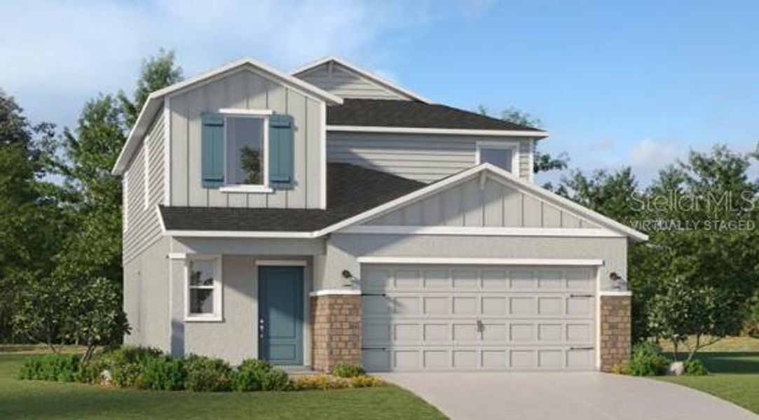 Front exterior of a new home in Wynnstone, Davenport, FL, highlighting curb appeal (Image 1). Front exterior of a new home in Wynnstone, Davenport, FL, highlighting curb appeal (Image 1).