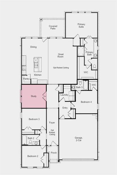 Floor Plan - Structural options added include: study, raised ceilings, upgraded appliances