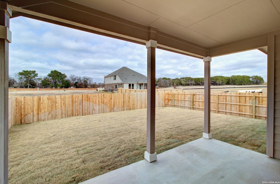 Exterior details and patio area of a home in Clear Creek, New Braunfels (Image 3).