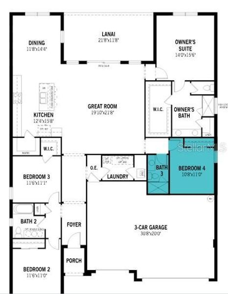 2D floor plan layout of this home in Waterbrooke, Clermont, FL (Image 2).