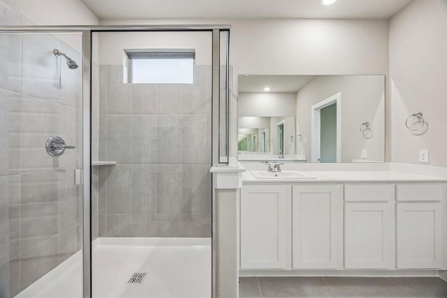 Primary Bathroom in the Wimbledon home plan by Trophy Signature Homes – REPRESENTATIVE PHOTO