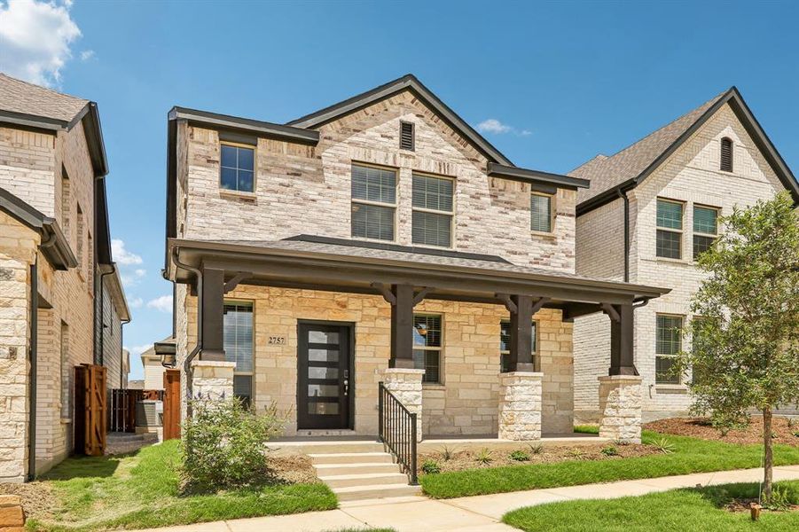 Front exterior of a new home in Oak Ridge Park, Corinth, TX, highlighting curb appeal (Image 25).