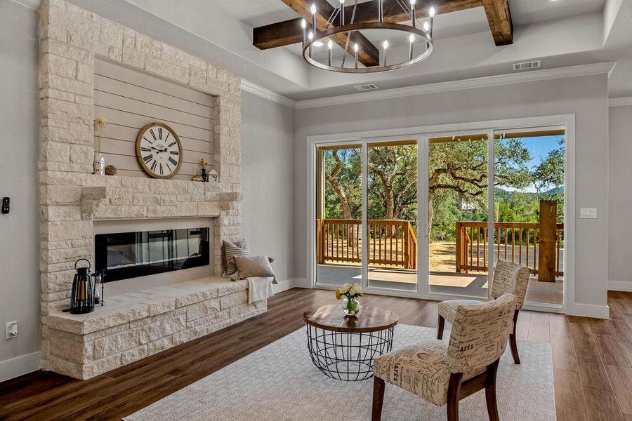 Furnished interior view inside a new home in , Canyon Lake (Image 8). Furnished interior view inside a new home in , Canyon Lake (Image 8).