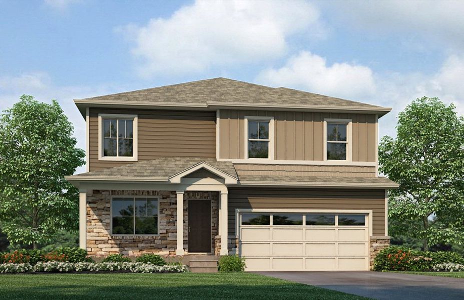 Representative exterior photo of a completed home built from the Pendleton by D.R. Horton in Vantage, Berthoud, CO (Image 15).