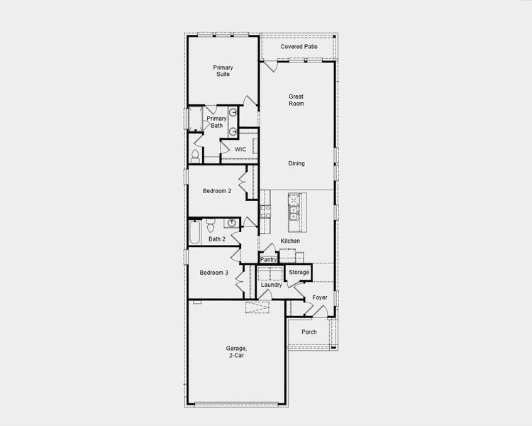 2D floor plan layout for the Allegro 2 by Taylor Morrison in Stonewall Ranch 40s, Liberty Hill, TX (Image 4).