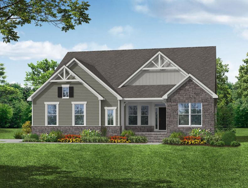 Front exterior of a new home in The Village at Horse Creek, Graniteville, SC, highlighting curb appeal (Image 1).
