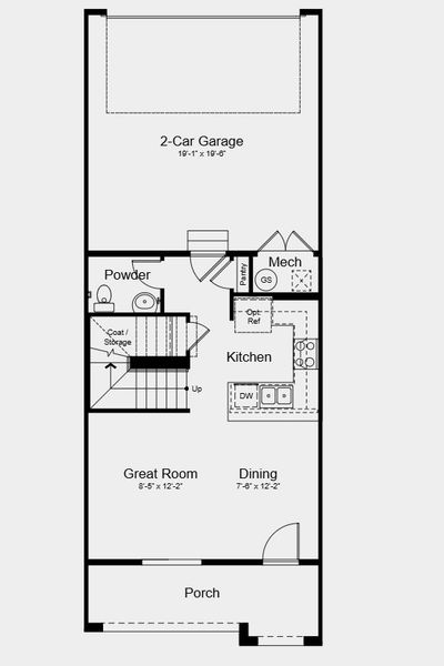 2D floor plan layout for the Backcountry by Taylor Morrison in Parterre Townhomes - The Westerly Collection, Thornton, CO (Image 3).
