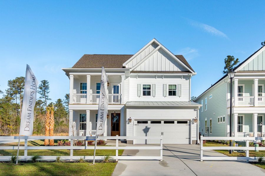 Front exterior of a new home in Cherrywood Estates, Summerville, SC, highlighting curb appeal (Image 28). Front exterior of a new home in Cherrywood Estates, Summerville, SC, highlighting curb appeal (Image 28).