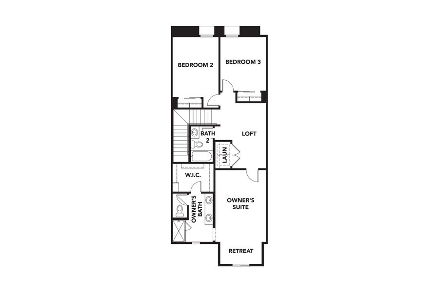 2D floor plan layout for the The Camille by DRB Homes in Surprise City Center, Surprise, AZ (Image 3).