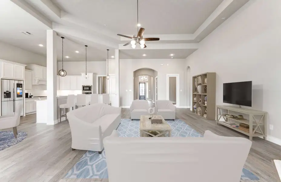 Representative furnished interior of a home built from the 2909 by Ravenna Homes in The Woodlands Hills 65′, Willis (Image 6). Representative furnished interior of a home built from the 2909 by Ravenna Homes in The Woodlands Hills 65′, Willis (Image 6).