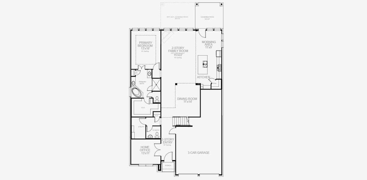 2D floor plan layout for the 3190W by Perry Homes in Ramble, Celina, TX (Image 3).