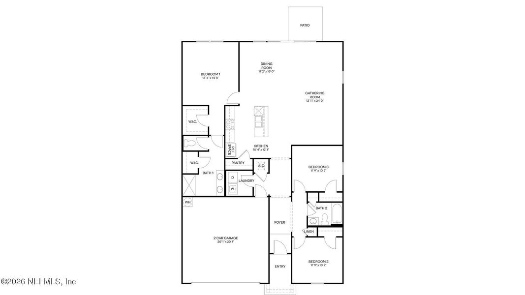 2D floor plan layout of this home in The Arbors, Jacksonville, FL (Image 3).