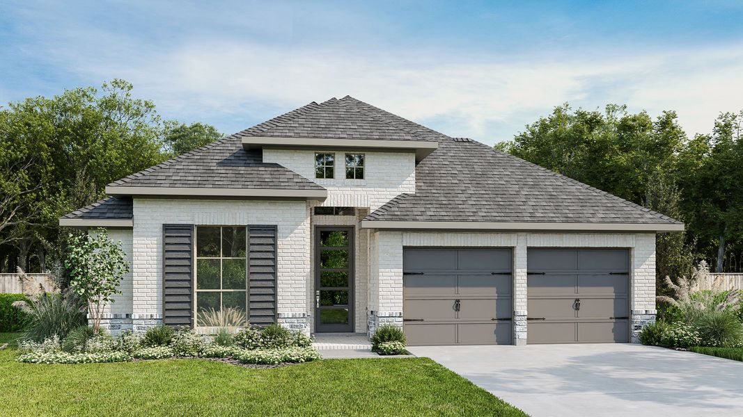 Representative exterior photo of a completed home built from the 2545W by Perry Homes in Santa Rita Ranch Tierra Rosa, Liberty Hill, TX (Image 23).